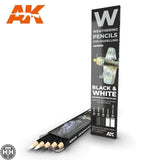 AK10039 Watercolor Pencil Set Black And White Weathering Pencil Mworkshop