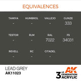 AK11023 Lead Grey 17ml Acrylics 3rd Generation AK Interactive 