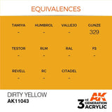 AK11043 Dirty Yellow 17ml Acrylics 3rd Generation AK Interactive 