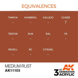 AK11103 Medium Rust 17ml Acrylics 3rd Generation AK Interactive 