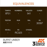 AK11111 Burnt Umber 17ml Acrylics 3rd Generation AK Interactive 