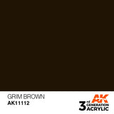 AK11112 Grim Brown 17ml Acrylics 3rd Generation AK Interactive 