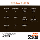 AK11112 Grim Brown 17ml Acrylics 3rd Generation AK Interactive 
