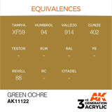 AK11122 Green Ocher 17ml Acrylics 3rd Generation AK Interactive 