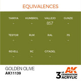 AK11139 Golden Olive 17ml Acrylics 3rd Generation AK Interactive 
