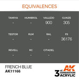 AK11166 French Blue 17ml Acrylics 3rd Generation AK Interactive 