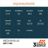 AK11184 Medium Blue 17ml Acrylics 3rd Generation AK Interactive 