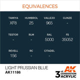 AK11186 Light Prussian Blue 17ml Acrylics 3rd Generation AK Interactive 