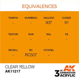 AK11217 Clear Yellow 17ml Acrylics 3rd Generation AK Interactive 