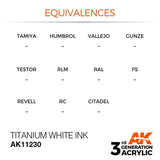 AK11230 Titanium White INK 17ml Acrylics 3rd Generation AK Interactive 