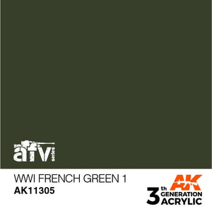 AK11305 WWI French Green 1 Acrylics 3rd Generation - AFV AK Interactive 