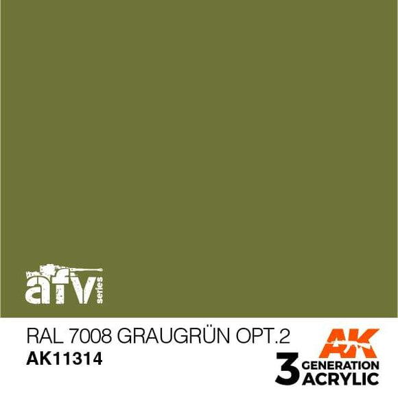 AK11314 RAL 7008 Graugrün Opt 2 Acrylics 3rd Generation - AFV AK Interactive 