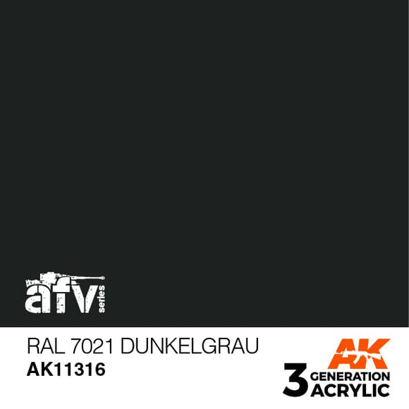 AK11316 RAL 7021 Dunkelgrau Acrylics 3rd Generation - AFV AK Interactive 