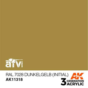 AK11318 RAL 7028 Dunkelgelb (Initial) Acrylics 3rd Generation - AFV AK Interactive 