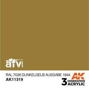 AK11319 RAL 7028 Dunkelgelb Ausgabe 1944 Acrylics 3rd Generation - AFV AK Interactive 