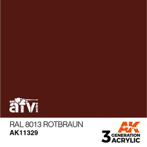 AK11329 RAL 8013 Rotbraun Acrylics 3rd Generation - AFV AK Interactive 