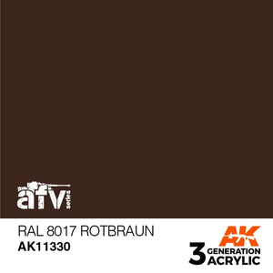 AK11330 RAL 8017 Rotbraun Acrylics 3rd Generation - AFV AK Interactive 