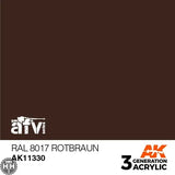 AK11330 RAL 8017 Rotbraun Acrylics 3rd Generation - AFV AK Interactive 