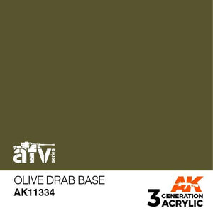 AK11334 Olive Drab Base Acrylics 3rd Generation - AFV AK Interactive 