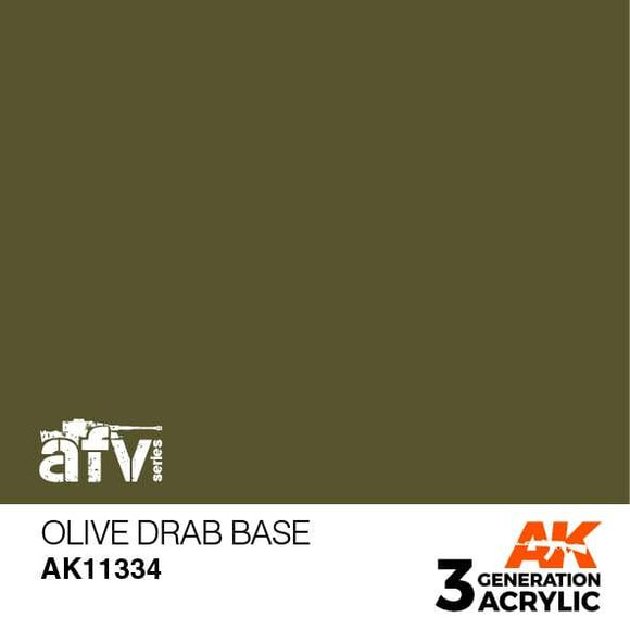 AK11334 Olive Drab Base Acrylics 3rd Generation - AFV AK Interactive 