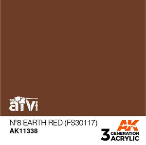 AK11338 Nº8 Earth Red (FS30117) Acrylics 3rd Generation - AFV AK Interactive 