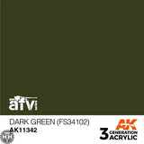 AK11342 Dark Green (FS34102) Acrylics 3rd Generation - AFV AK Interactive 