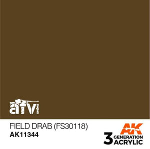 AK11344 Field Drab (FS30118) Acrylics 3rd Generation - AFV AK Interactive 