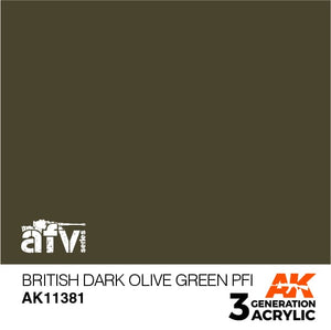 AK11381 British Dark Olive Green PFI Acrylics 3rd Generation - AFV AK Interactive 