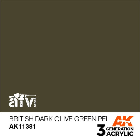 AK11381 British Dark Olive Green PFI Acrylics 3rd Generation - AFV AK Interactive 