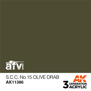 AK11386 S.C.C. No.15 Olive Drab Acrylics 3rd Generation - AFV AK Interactive 