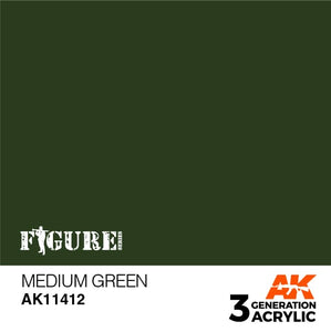 AK11412 Medium Green Acrylics 3rd Generation - FIGURE AK Interactive 