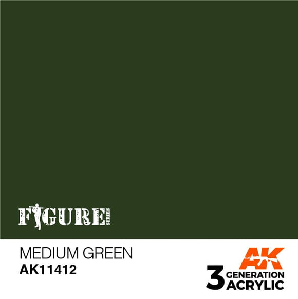 AK11412 Medium Green Acrylics 3rd Generation - FIGURE AK Interactive 