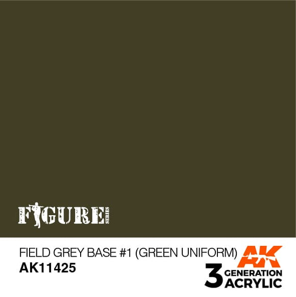 AK11425 Field Grey Base #1 (Green uniform) Acrylics 3rd Generation - FIGURE AK Interactive 