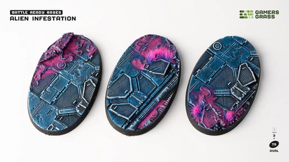 Alien Infestation Bases Oval 75mm (x3) Alien Infestation Bases Oval Gamers Grass 