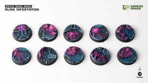 Alien Infestation Bases Round 25mm (x10) Alien Infestation Bases Round Gamers Grass 