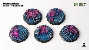 Alien Infestation Bases Round 40mm (x5) Alien Infestation Bases Round Gamers Grass 