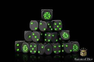 Baron Of Dice: 16mm D6, Black Plague Dice 25pcs 16mm D6 Designs Baron of Dice