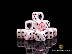 Baron Of Dice: 16mm D6, Bloody Massacre Dice 25pcs 16mm D6 Designs Baron of Dice