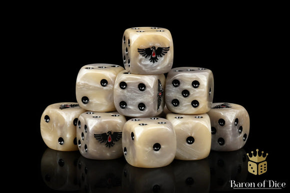 Baron Of Dice: 16mm D6, Bloody Raven 25pcs 16mm D6 Designs Baron of Dice 