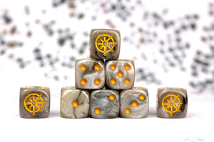 Baron Of Dice: 16mm D6, Chaos Silver Demon Square Dice 25pcs 16mm D6 Designs Baron of Dice