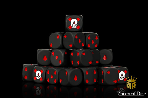 Baron Of Dice: 16mm D6, Death's Curse Dice 25pcs 16mm D6 Designs Baron of Dice