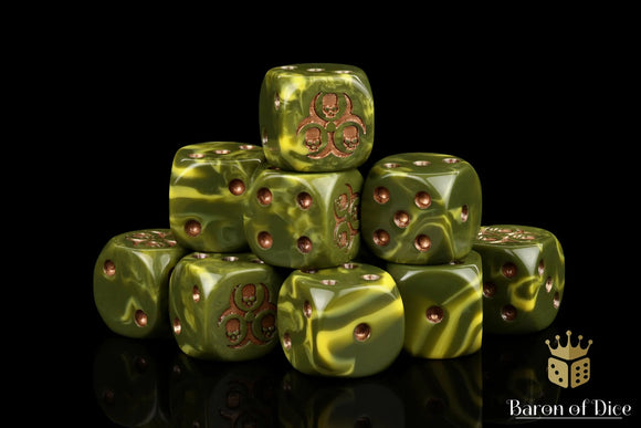 Baron Of Dice: 16mm D6, Diseased Dice 25pcs 16mm D6 Designs Baron of Dice