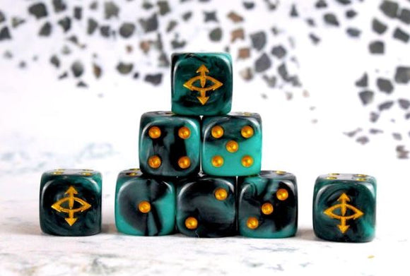 Baron Of Dice: 16mm D6, Eye Of Egypt Dice Aquamarine 25pcs 16mm D6 Designs Baron of Dice