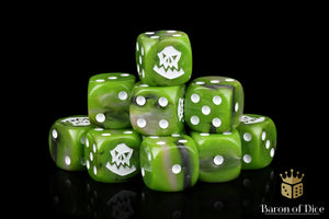 Baron Of Dice: 16mm D6, Orc Og White Dice 25pcs 16mm D6 Designs Baron of Dice 
