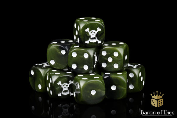 Baron Of Dice: 16mm D6, Orc Pirate Dice 25pcs 16mm D6 Designs Baron of Dice