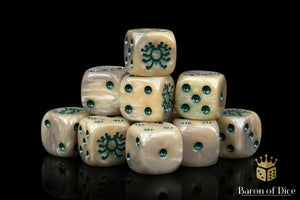 Baron Of Dice: 16mm D6, Skeleton Rune Dice 25pcs 16mm D6 Designs Baron of Dice