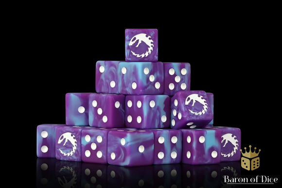 Baron Of Dice: 16mm D6, Spiked Serpent Square Dice 25pcs 16mm D6 Designs Baron of Dice