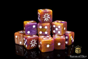 Baron Of Dice: 16mm D6, Tainted Knight Gold Dice 25pcs 16mm D6 Designs Baron of Dice