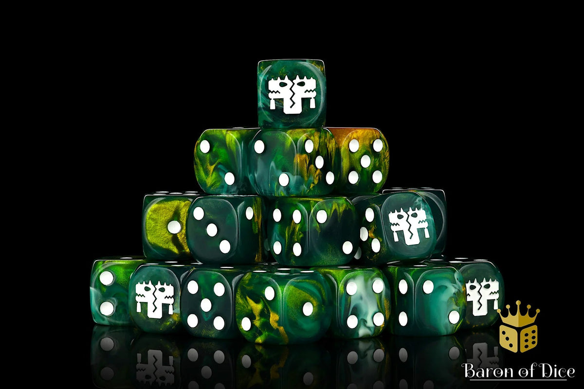 HammerHouse | Baron Of Dice: 16mm D6, Twin Headed Lizard Green & Gold ...