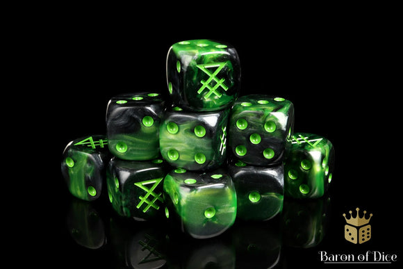 Baron Of Dice: 16mm D6, Warp Rune Dice 25pcs 16mm D6 Designs Baron of Dice